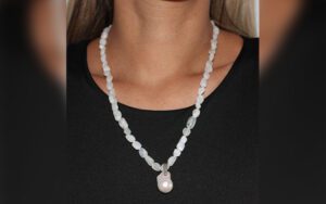 moonstone pearl necklace with baroque pearl