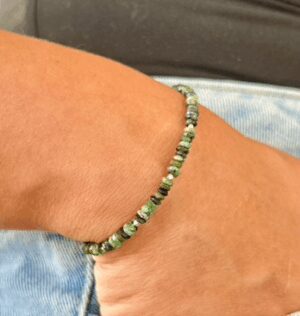 African turquoise sterling silver bracelet with green stones and silver spacers