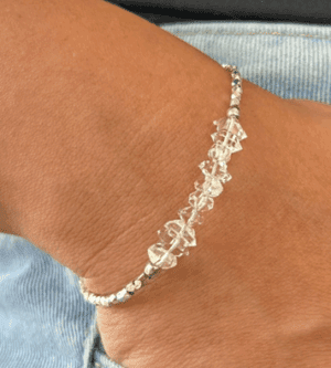 Herkimer Diamond sterling silver bracelet with delicate silver beads