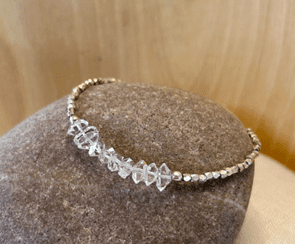 Herkimer Diamond sterling silver bracelet with delicate silver beads