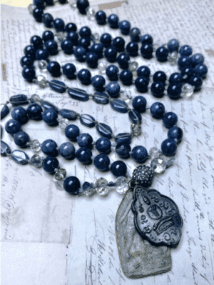 Distant Shores handcrafted statement necklace featuring crystal, by Watson Wells Jewelry