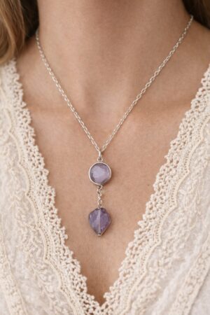 Shine Your Light handcrafted dainty necklace featuring amethyst and sterling silver, by Watson Wells Jewelry