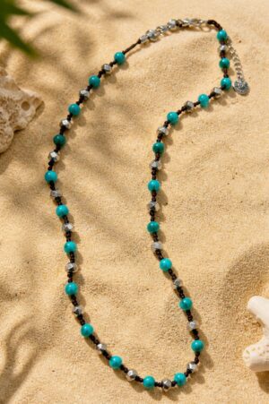 Sea Foam necklace of small amazonite beads in soft sea-glass green on sterling silver